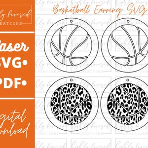 Basketball Earring SVG - Laser Ready Cut File - Laser Ready Earring SVG - Basketball Earring Cut File