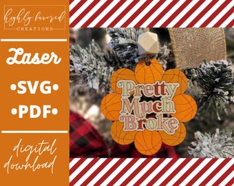 Basketball Christmas Ornament SVG - Laser Ready Cut File - Sports Ornament SVG