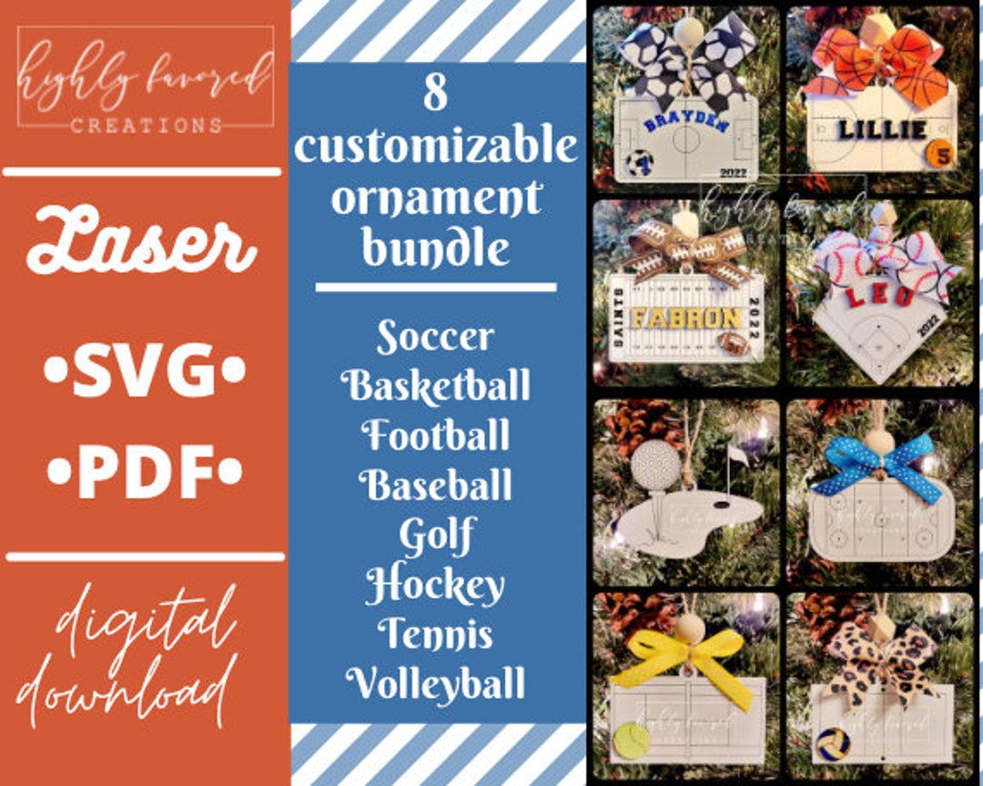 Sports Ornament SVG Bundle - Etsy