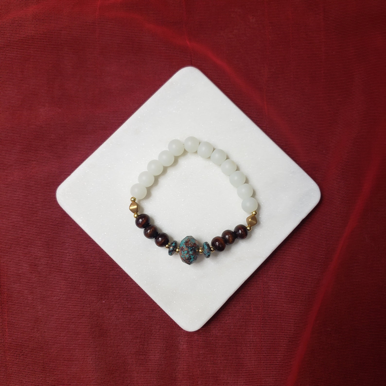 Avatar Beaded Bracelet White Gold Wood | Etsy