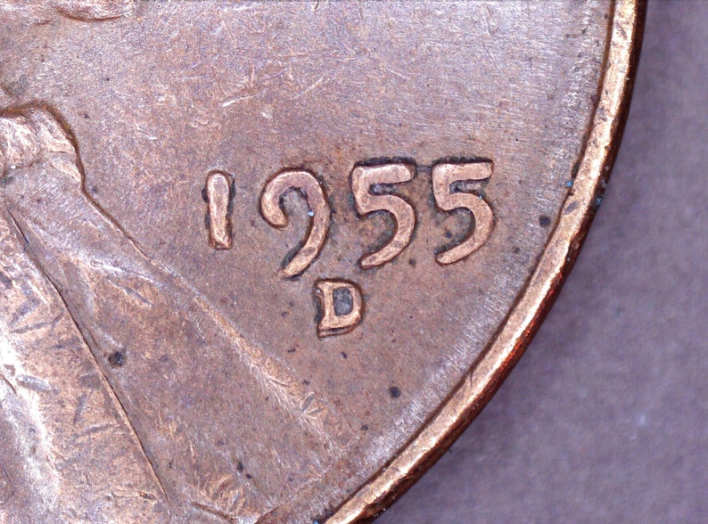 1955-D 1c RPM-002 Wheat Penny Repunched Mint Mark D/D South afbeelding 2