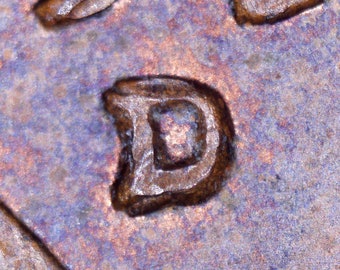 1957-D 1c RPM-017 Wheat Penny - Repunched Mint Mark D/D Tilted