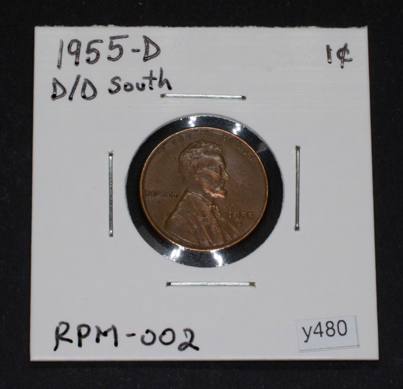 1955-D 1c RPM-002 Wheat Penny Repunched Mint Mark D/D South afbeelding 3