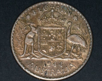 1944 S Australia Florin Silver .925 coin KM#40