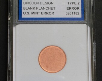 Blank Planchet Type 2 Penny Error - US Penny IGS Slab