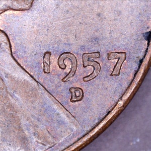 1957-D 1c RPM-017 Wheat Penny Repunched Mint Mark D/D Tilted 画像 2