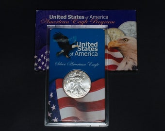 2002 Toned American Silver Eagle One Dollar 1 oz .999 Silver ASE Program Original Box