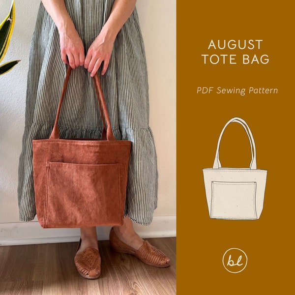 Augustus Tote | Naaipatroon, PDF-naaipatroon, Tote Bag, Tas Naaipatroon, Tote Bag Patroon, Dagelijks Tote Patroon, Kleine Tote Bag