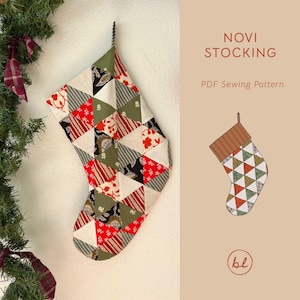 Bas Novi | Patron de couture, Patron de couture PDF, Bas patchwork, Patron de bas de Noël, Patron de bas de Noël