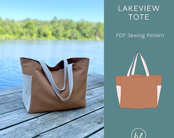 Torba Lakeview | Wzór do szycia, Wzór do szycia PDF, Torba typu tote, Wzór do szycia torby, Wzór na torbę typu tote, Wzór na torbę typu tote, Torba typu tote na plażę