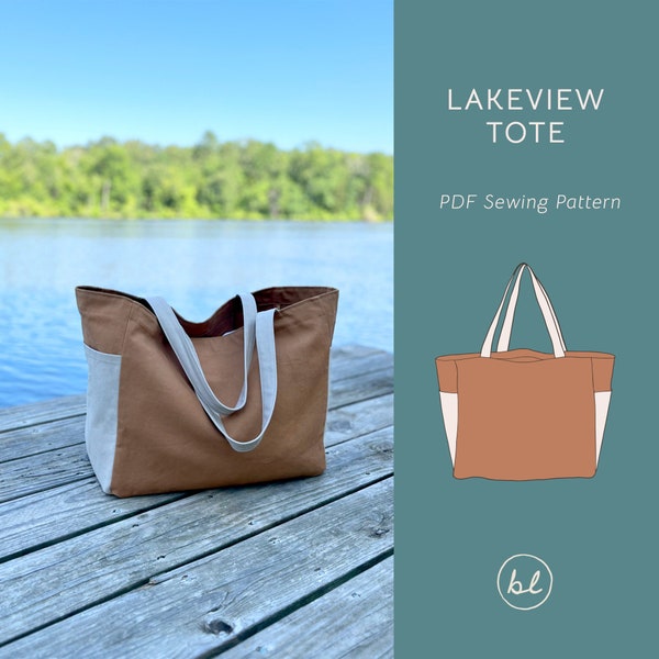 Lakeview Tote | Sewing Pattern, PDF Sewing Pattern, Tote Bag, Bag Sewing Pattern, Tote Bag Pattern, Oversized Tote Pattern, Beach Tote Bag