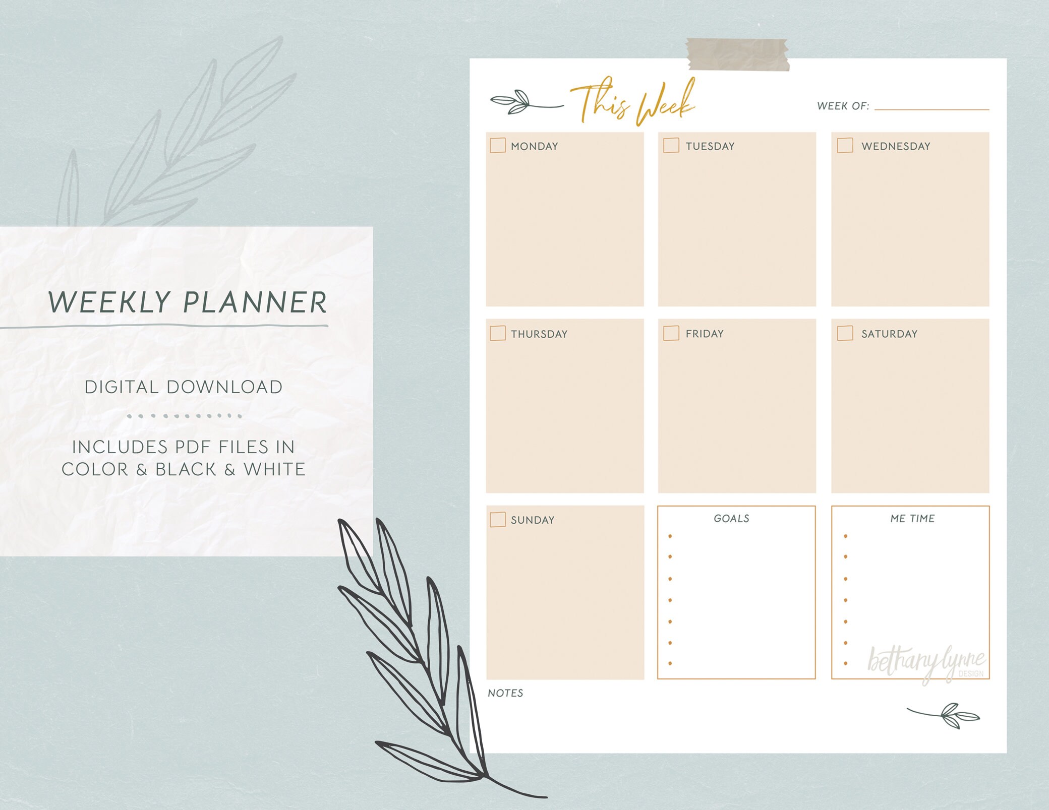 weekly planner daily planner planner template simple weekly etsy