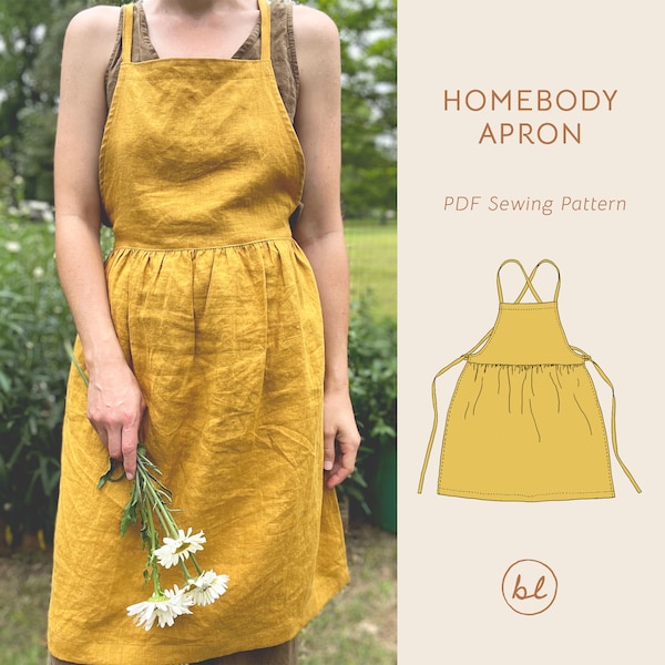 Homebody Apron | Sewing Pattern, PDF Sewing Pattern, Apron Pattern, Apron Sewing Pattern, Crossback Apron, Vintage Style Apron