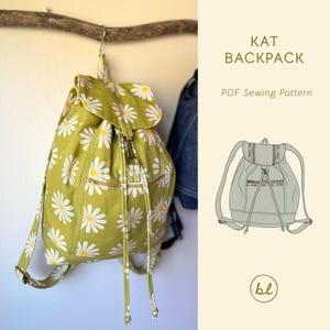 Kat Backpack | Sewing Pattern, PDF Sewing Pattern, Backpack Pattern, Bag Sewing Pattern, 90s Inspired Backpack, Slouchy Backpack