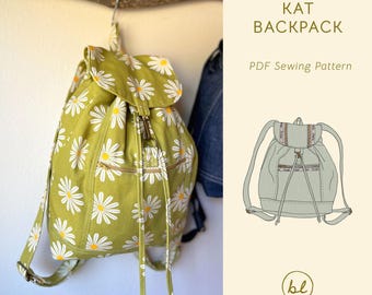 Kat Backpack | Sewing Pattern, PDF Sewing Pattern, Backpack Pattern, Bag Sewing Pattern, 90s Inspired Backpack, Slouchy Backpack