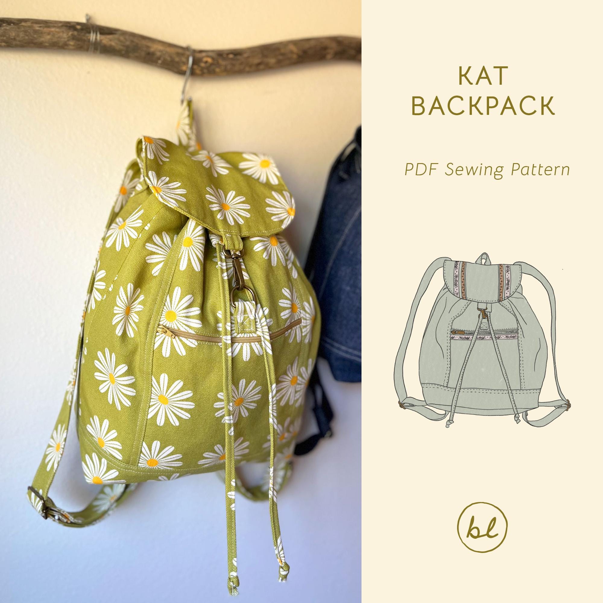 Kat Backpack | Sewing Pattern, PDF Sewing Pattern, Backpack Pattern ...