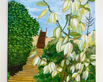 Original Acrylic Painting on Canvas: Carolina Yucca - Outer Banks - OBX - OBX Art - Beach House Decor - Coastal Decor - Landscape Painting