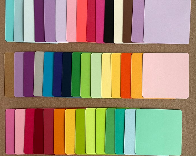 Solide Color Rounded Rectangle 43 - 2.57” Square Die Cut - Rounded Corners- Assorted Solid Colors ...