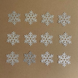12 Silver Glitter Snowflake Die Cuts - 2&quot; - 3&quot; - 4&quot; - Choose Your Size - Sparkle - Decorative - Paper - Craft - Embellishments Set 8000