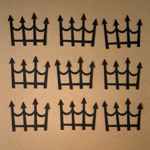 9 - 2.5” x 3”  Black Fence Die Cuts - Paper Crafts - Halloween - House - Yard  - Spooky - Card making - Party - theme  - decor - Set 263