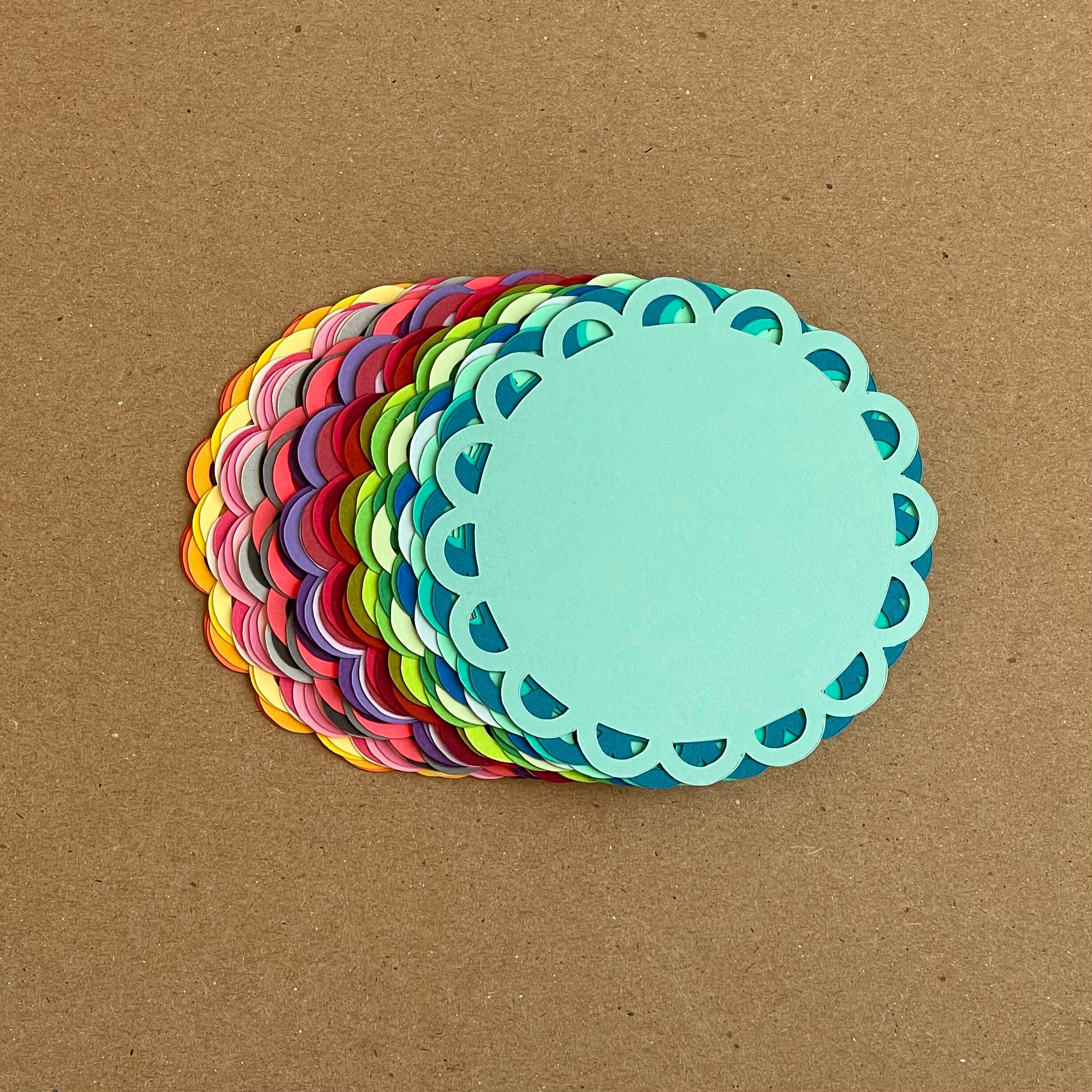 33 3 Decorative Scalloped Circle Die Cut Assorted Solid Etsy