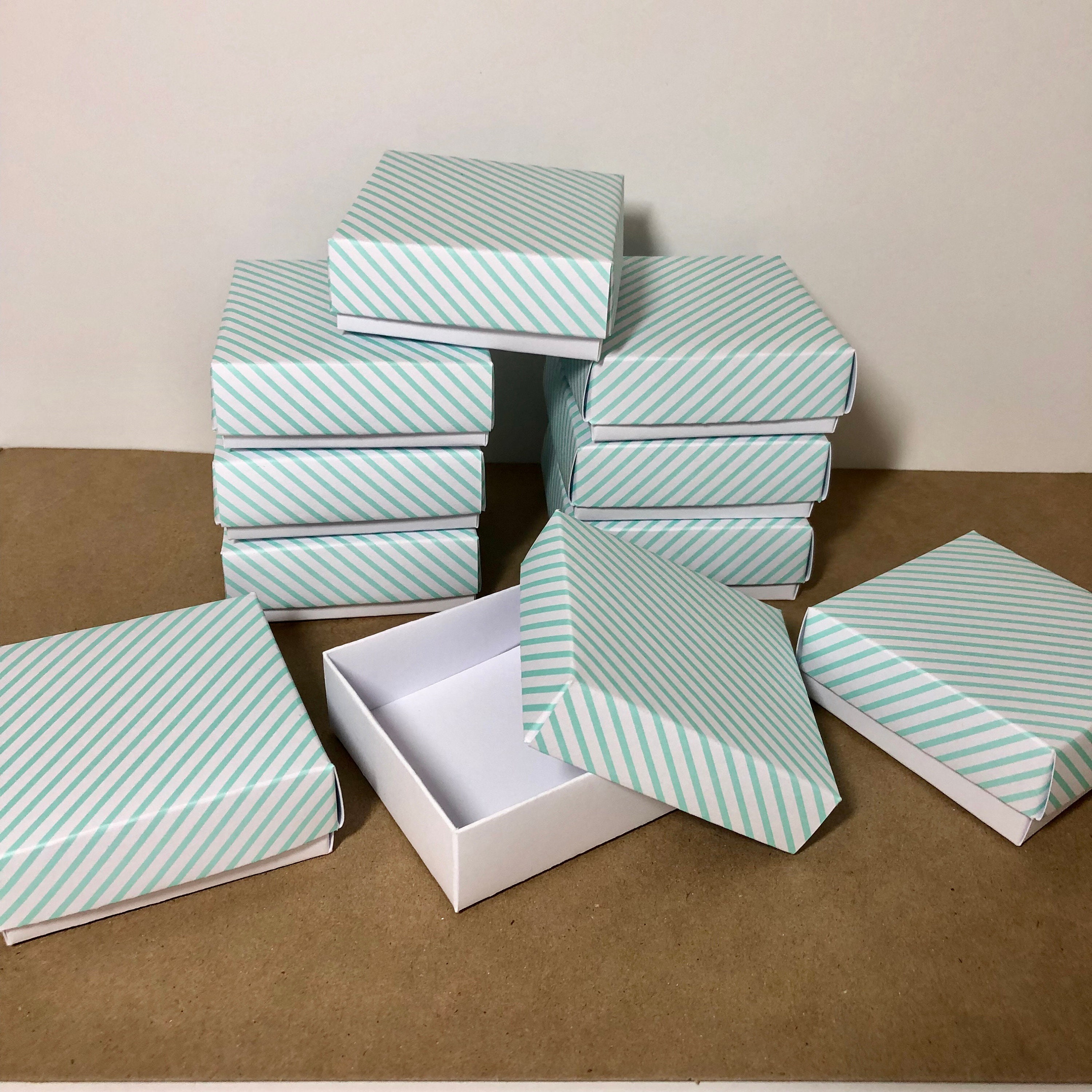 Small Gift Boxes Set of 10 Favor Boxes White with Blue Etsy