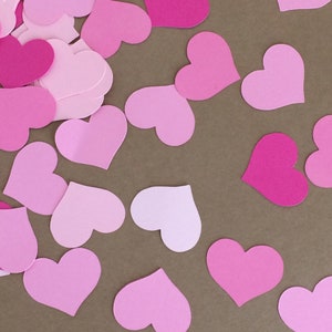 100 - 1 inch Hearts - Shades of Pink - Confetti - Die Cuts - Paper Crafts - Cards - Scrapbook - Table Decoration - Party Decor - Set 7087