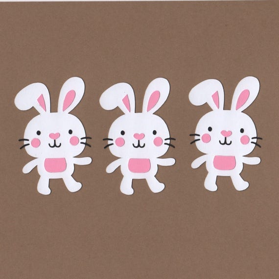6 BACK OF THE BUNNY DIE CUTS EASTER BUNNIES RABBIT PINK WHITE EMBELLISHMENT