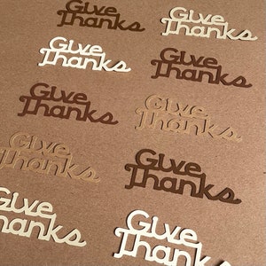 10 - 1.25&quot; x 3.1&quot; - Give Thanks Die Cuts - Kraft - Beige - Tan -Brown - Paper Crafts - Theme Party - Decoration - Set 5609