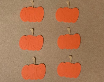 6 Pumpkin Die Cuts - Choose Your Size - 2" - 2.5" - 3" - Halloween - Jack O Lantern - Orange - Kraft - Fall - Autumn - Decor - Set 365