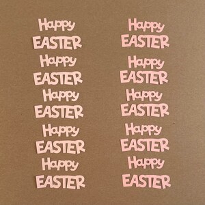 10 Happy Easter Die Cuts - Pink Shimmer Cardstock - 2 Shades of Light Pink - Spring - Celebrate - Cardmaking - Paper Crafts - Set 5713