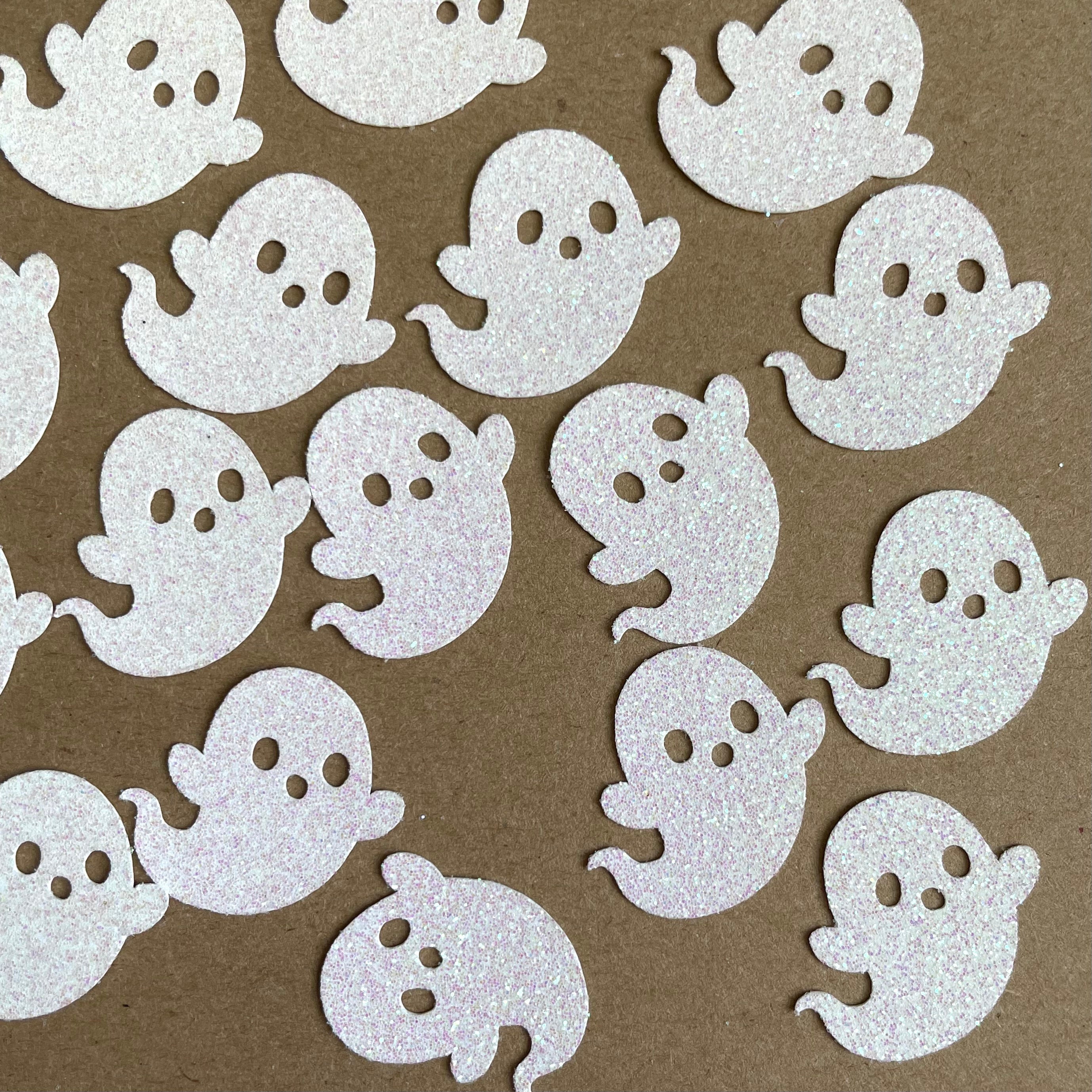 100 - 1” X 1.1" - White Glitter Ghost Confetti - Halloween - Spooky ...