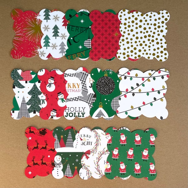 28 - 3" Scalloped Square Die Cut - Decorative Shape - Christmas Cardstock - Holiday Paper Assortment - Cut Out - Card - Decor - Set 244