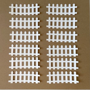 12 - 1.5” x 4”  White Picket Fence Die Cuts - Paper Crafts - Outside - House - Yard - Card making - Party - theme - decor - Set 158