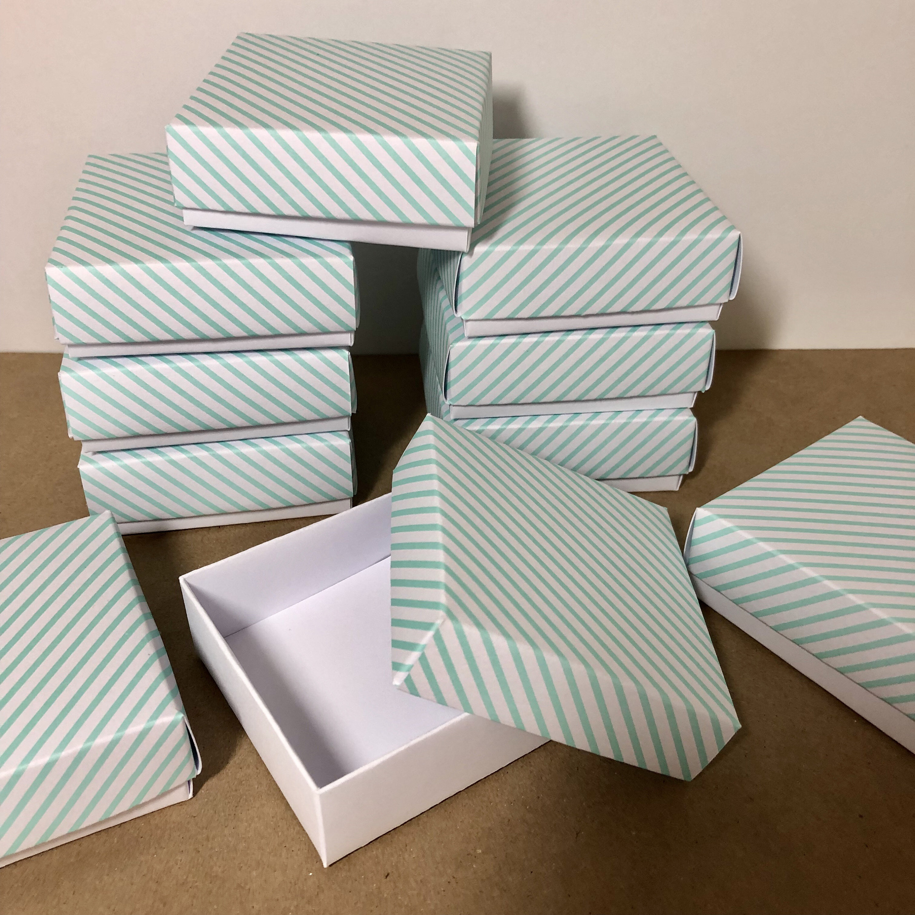 Small Gift Boxes Set of 10 Favor Boxes White with Blue Etsy