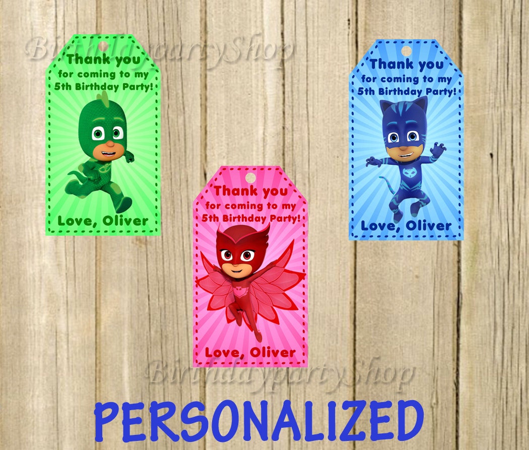 PJ Masks Favor Tag PJ Masks Birthday Thank You Tags | Etsy