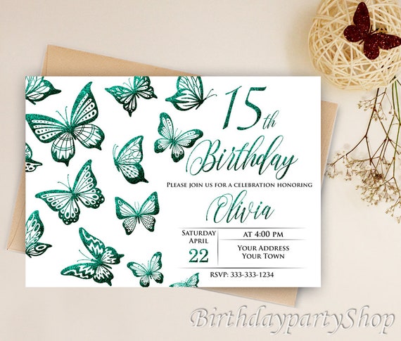 15e Anniversaire Invitation Papillon Invitation Etsy