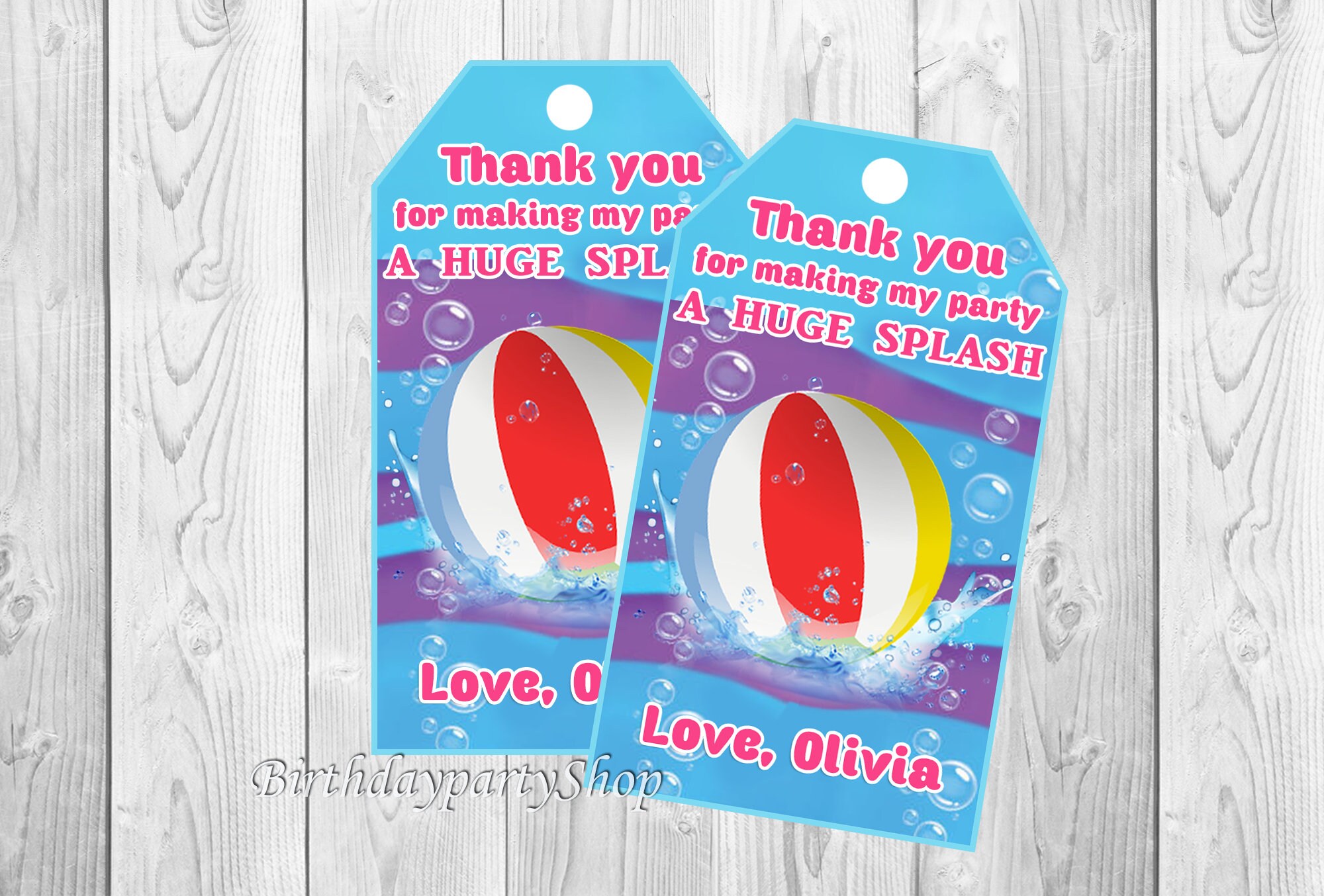 Pool Party Favor Tag Summer Birthday Thank You Tags Etsy