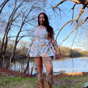 Handmade Floral Overalls Shorties, One of a Kind