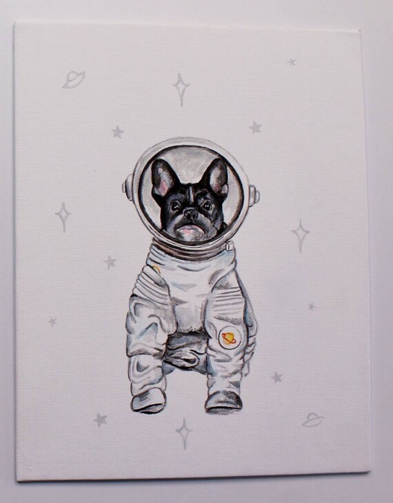 Astronaut Dog Painting Nursery Bedroom Decor Pet Paintings