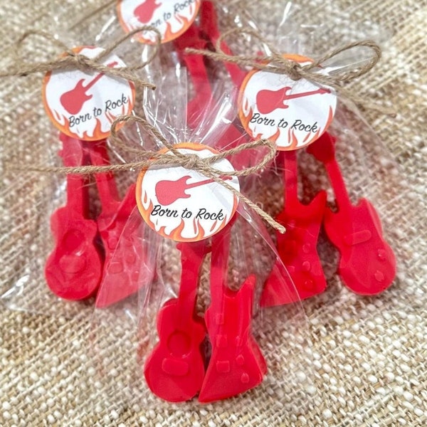 Red Guitar Soap Favors - Rock n and Roll Party Gift for Guests in Bulk Electric Guitar One Rocks Kids First Birthday Decorations Music Decor