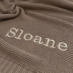 Knit Baby Blanket with Name - Embroidered Baby Girl Gift Personalized Boy, Newborn Kids Toddler Gender Neutral Knit Blanket Nursery Decor
