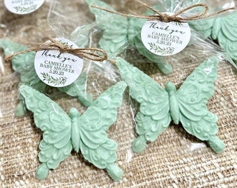 Butterfly Soap Favors - Baby Shower Girl Decor, Bridal Wedding Party Gift for Guests in Bulk, Sage Green Greenery Birthday Floral Event