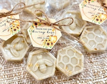 Honey Oatmeal Soaps - Scented Bee Baby Shower Favors, Queen Bee Bridal Shower Oat Decorations, Kids Mommy Birthday Gift for Guests in Bulk