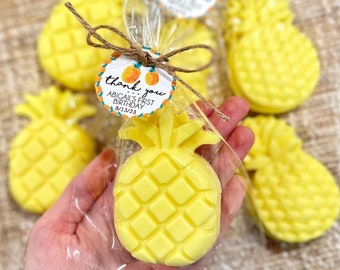 Scented Pineapple SOAP Favors - Kids First Birthday Party, Pineapple Baby Shower Decorations, Yellow Orange Decor Fruit Summer Theme