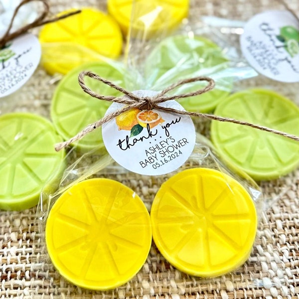 Lemon and Lime Soap Favors - Bridal Shower Baby Theme Party Decor Summer She Found Main Squeeze Citrus Wedding Mediterranean Guest Gift Bulk