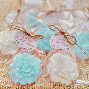 Blue Floral Soap Favors - Bridal Shower Wedding Baby Girl Decoration Party Bridesmaid Gift Personalized Kids Adult Gift for Guests in Bulk