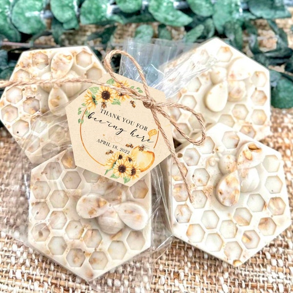 Honey Oatmeal Soaps - Scented Bee Baby Shower Favors, Queen Bee Bridal Shower Oat Decorations, Kids Mommy Birthday Gift for Guests in Bulk