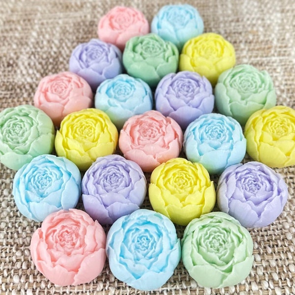 Spring Flowers Soap Favors - Scented Mini Peony Soaps - 2 Soaps in 1 Bag - Baby Shower Girl in Bloom Bridal Party Gift for Guests in Bulk