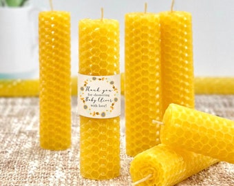 100% Pure Beeswax Candles - Bee Themed Baby Shower Favors, What Will Party Honey Gift for Guests in Bulk Wedding Bridal Shower First Bee Day